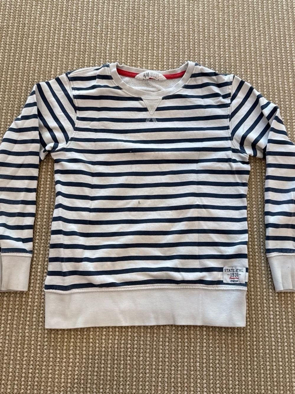 H&M Navy and White Striped Long-Sleeve Tee